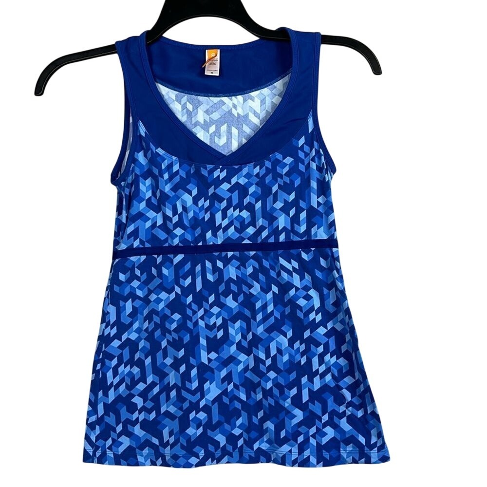 Lucy Athletic Tank Top Blue Geometric Womens Size XS‎ Sleeveless